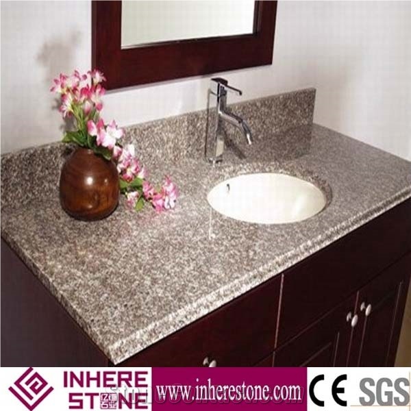 Own Factory G664 Granite Kitchen Countertop,G3564 Granite Custom Kitchen Worktops,Black Spots Brown Granite Tops
