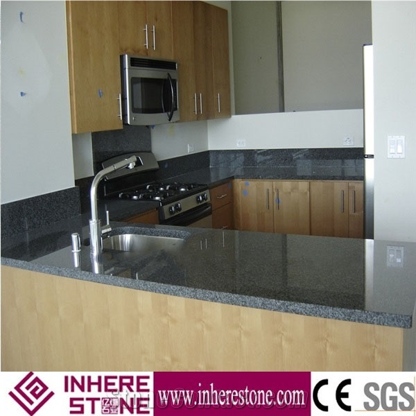 Prefab Home Custom Granite Countertop,G654 Granite Kitchen Top,Padang Black Desk Tops,Sesame Black Granite Kitchen Bar Top