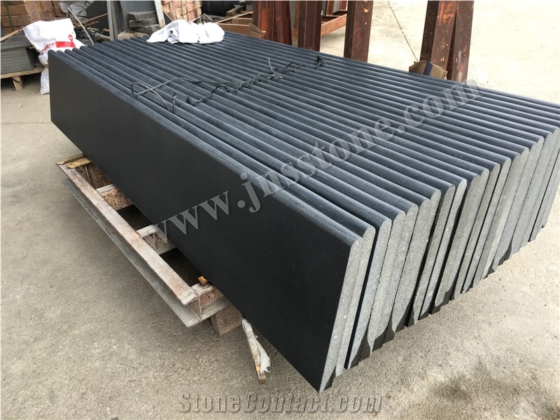 Hainan Black Basalt Honed&Brushed Bullnose Pool Coping