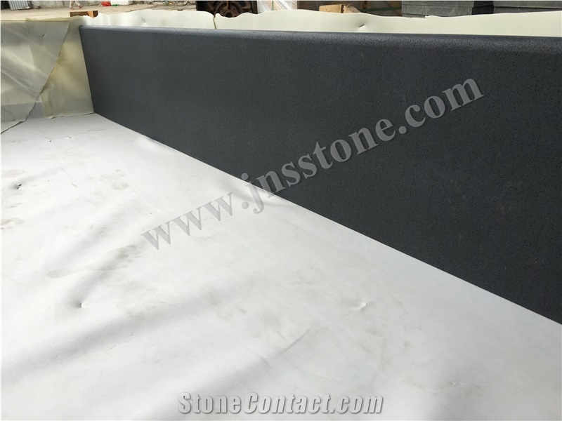 Hainan Black Basalt Honed&Brushed Bullnose Pool Coping