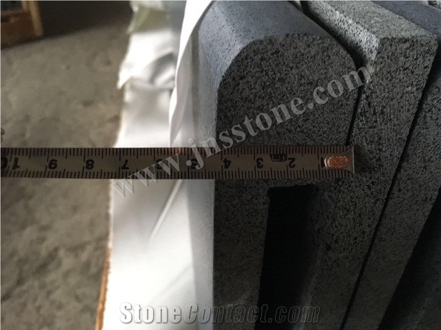 Hainan Black Basalt Rebated Bullnose Pool Coping,China Black Basalt Pool Coping Tiles