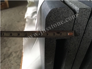 Hainan Black Basalt Rebated Bullnose Pool Coping,China Black Basalt Pool Coping Tiles