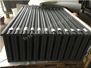 Hainan Black Basalt Rebated Bullnose Pool Coping,China Black Basalt Pool Coping Tiles