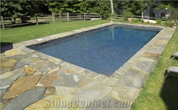 Golden Brown Schist Pool Decks Pavers