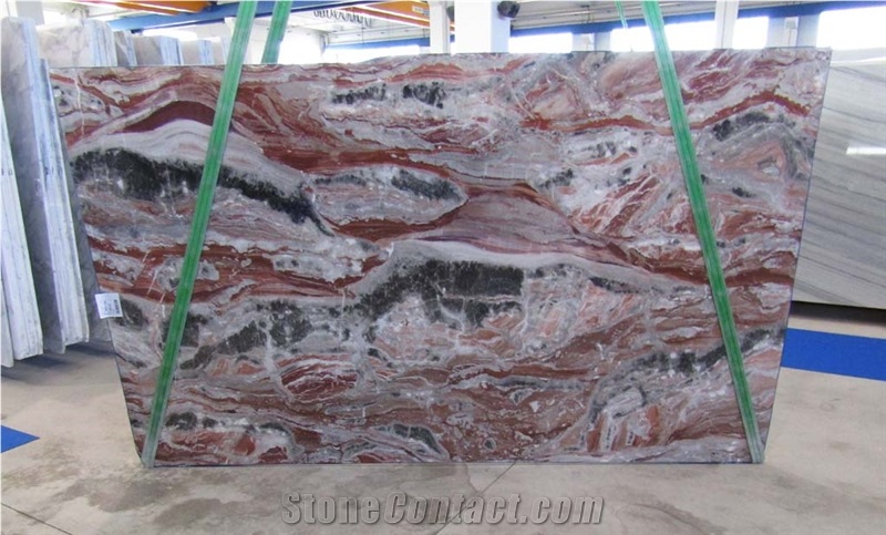 Arabescato Orobico Rosso Marble Slabs