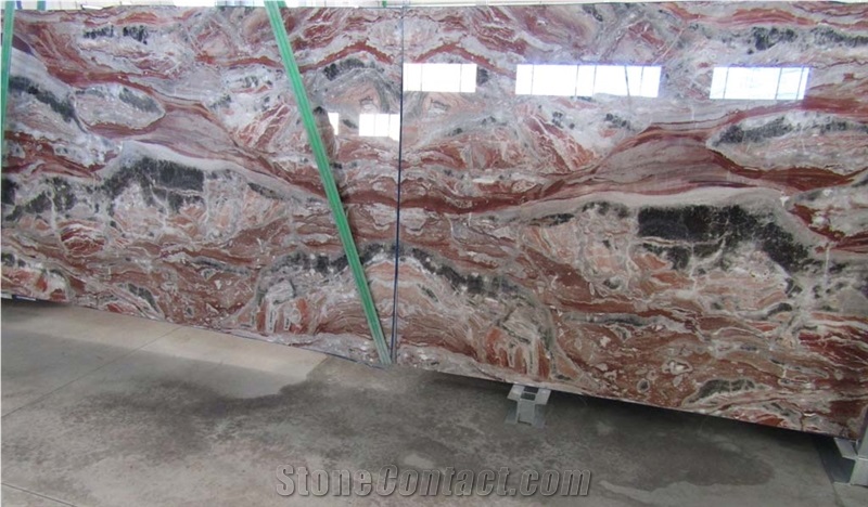 Arabescato Orobico Rosso Marble Slabs