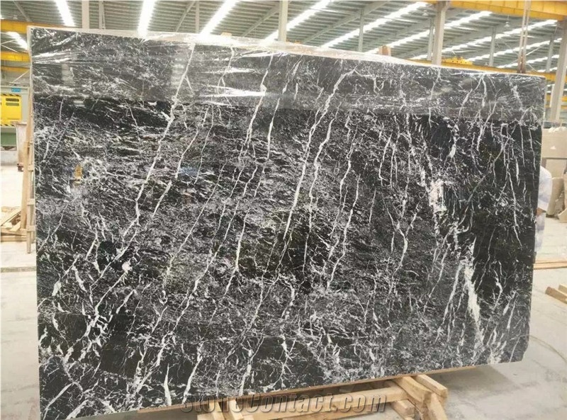 Forest Snow Marble Slabs & Tiles, China Black Marble,Black Slabs(The Output is Low,Unique Stone)