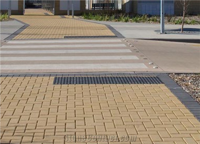 Bevel Pave Concrete Pavers Limestone, Beige Limestone Cube Stone, Pavers, Floor Covering