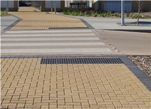 Bevel Pave Concrete Pavers Limestone, Beige Limestone Cube Stone, Pavers, Floor Covering