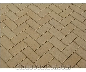 Bevel Pave Concrete Pavers Limestone, Beige Limestone Cube Stone, Pavers, Floor Covering