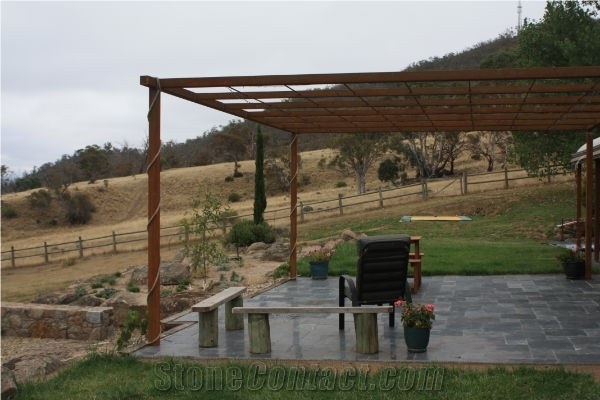 Blue Limestone Honed & Tumbled Pavers - 400x400x30mm, Blue Limestone Floor Covering, Cube Stone Australia