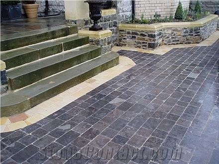 Blue Limestone Honed & Tumbled Pavers Tiles- 200x200x30mm, Grey Limestone Cube Stone & Pavers, Flooring Tiles