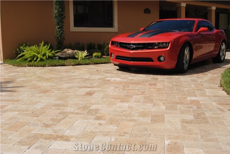 Classic Travertine Pavers 150x150x30mm, Beige Travertine Cube Stone, Floor Covering Australia