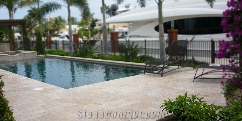 Classic Travertine Pavers 150x150x30mm, Beige Travertine Cube Stone, Floor Covering Australia