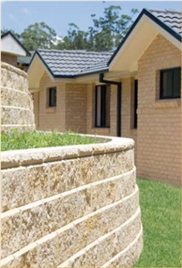Ezygarden Block Almond, Beige Basalt Retaining Wall, Split Face Garden Wall
