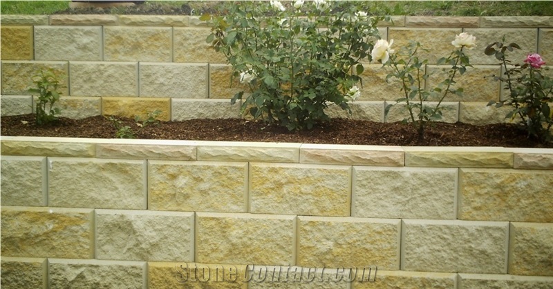 Ezywall: Cap, Beige Sandstone for Retaining Wall, Garden Wall