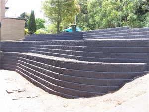 Ezywall: Retaining Wall Block-Ebony 400x225x200mm, Grey Basalt Rataining Wall