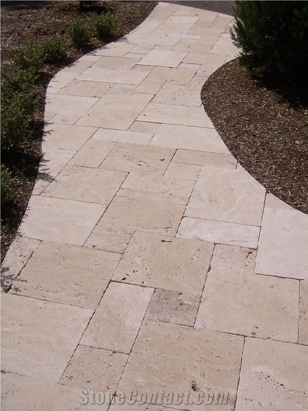 Premium Travertine Cross Cut Pavers - 400x200x30mm, Beige Travertine Cube Stone, Floor Covering, Pavers