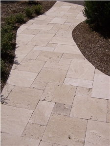Premium Travertine Cross Cut Pavers - 400x200x30mm, Beige Travertine Cube Stone, Floor Covering, Pavers