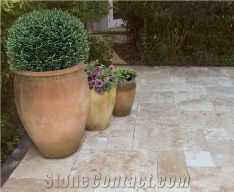Premium Travertine Cross Cut Pavers - 400x200x30mm, Beige Travertine Cube Stone, Floor Covering, Pavers