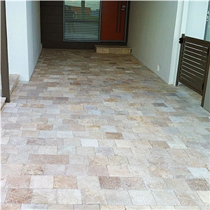 Premium Travertine Cross Cut Pavers - 400x200x30mm, Beige Travertine Cube Stone, Floor Covering, Pavers