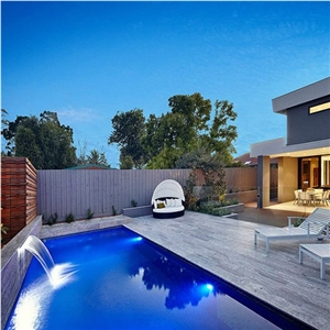 Vein Cut Honed Silver Travertine Unfilled Pavers - 600x300x30mm, Grey Travertine Pool Coping, Pool Pavers