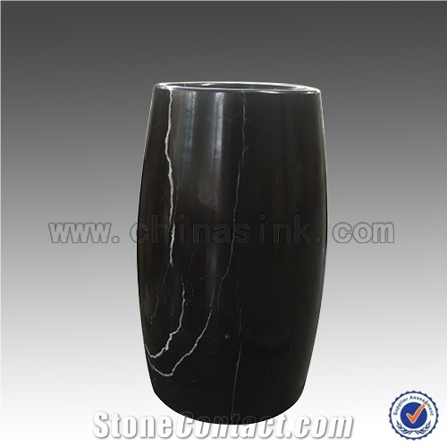 Forest Black Marble Pedestal Sink