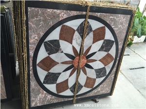 China Agate Red Marble Mix Black Marble & White Marble Waterjet Medallions Butterfly Shaped for Interior Stone Flooring-06