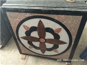 China Agate Red Marble Mix Black Marble & White Marble Waterjet Medallions for Interior Stone Flooring-01