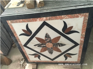 China Agate Red Marble Mix Black Marble & White Marble Waterjet Medallions for Interior Stone Flooring-01