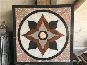 China Agate Red Marble Mix China Nero Marquina Marble & White Marble Waterjet Medallions for Interior Stone Flooring-01