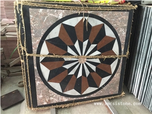 China Agate Red Marble Water-Jet Medallion with Different Design for Interior Decoration / Floor Medallions