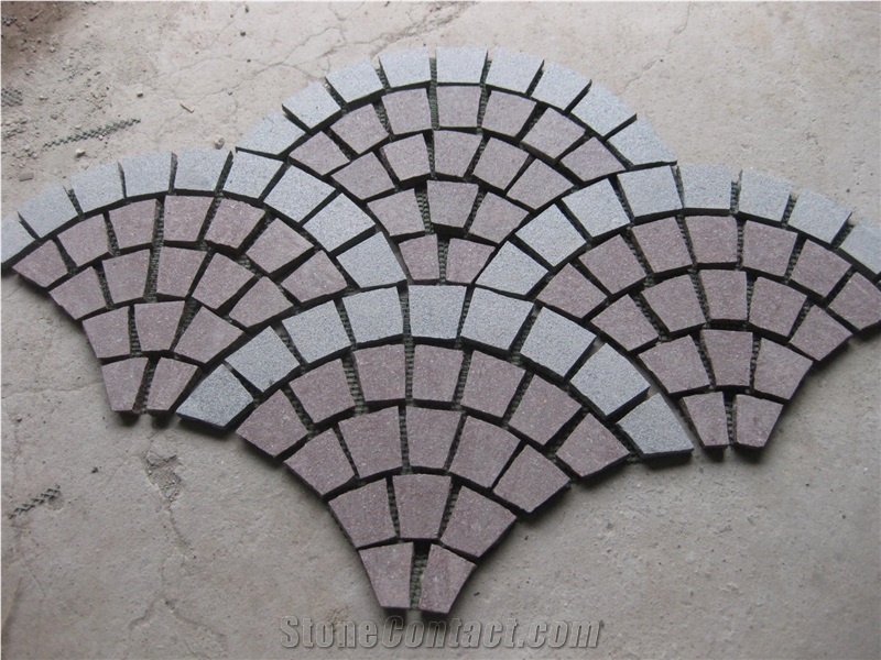 G666 Red Granite Paving Stone, Wall Brick Stone Fan Shaped Garden Stepping Pavements