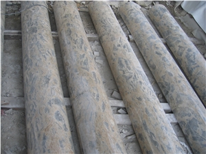 Apollo Gold Mocca Marble Columns, Philippine Blue Marble Columns, Outdoor Building Stones Architectural Columns, Exterior Landscaping Stones Columns