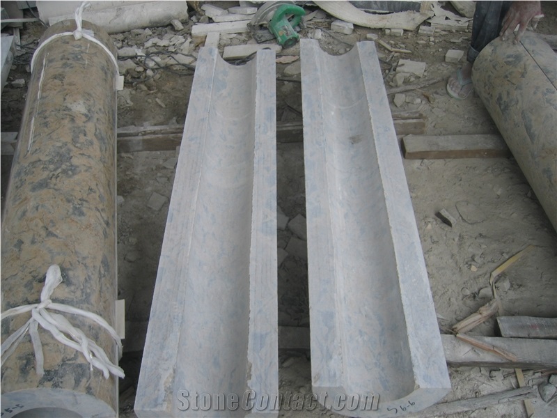 Apollo Gold Mocca Marble Columns, Philippine Blue Marble Columns, Outdoor Building Stones Architectural Columns, Exterior Landscaping Stones Columns