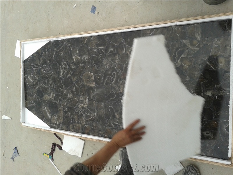 Black Agate Semiprecious Stone/Gem Stone Tiles & Slabs, Beautiful Decorative Semiprecious Stone/Gem Stone