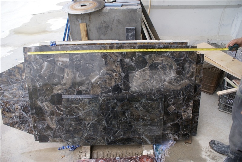Black Agate Semiprecious Stone/Gem Stone Tiles & Slabs, Beautiful Decorative Semiprecious Stone/Gem Stone