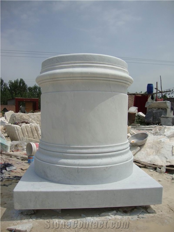 Carved White Marble Columns