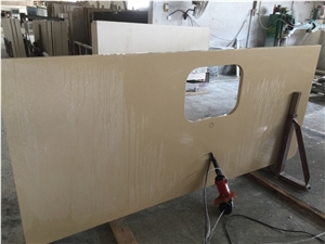 China Artificial Quartz Stone Kitchen Countertops/ Kitchen Worktops/Custom Countertops, China Beige Quartz Countertops, Beautiful Beige Quartz Stone Countertops