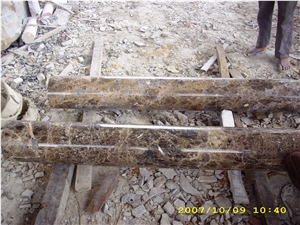 Dark Emperador Marble Round Columns, Spain Brown Marble Constructive Columns, Hollowed Marble Columns