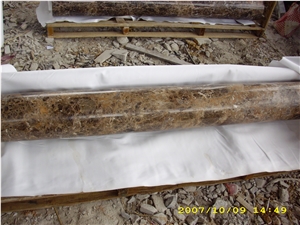 Dark Emperador Marble Round Columns, Spain Brown Marble Constructive Columns, Hollowed Marble Columns