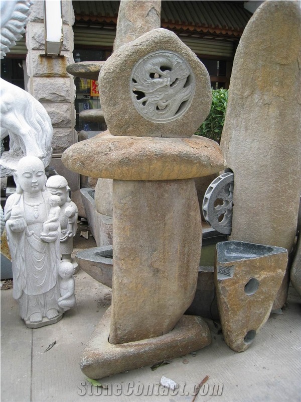 European Style Garden Brown Granite Lanterns