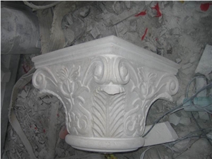 White Marble Column Base,Hand-Carved Column, Crystal White Marble Column