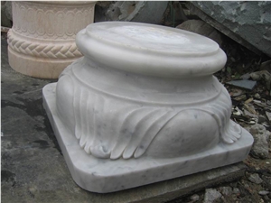 White Marble Columns Based and Tops, White Vein Grey Marble Columns