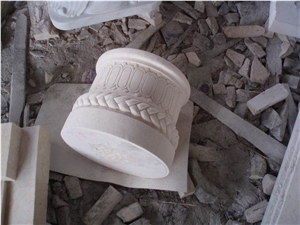 White Marble Columns Based and Tops, White Vein Grey Marble Columns