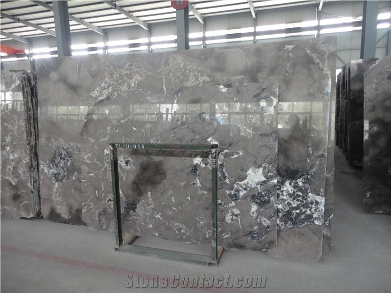 Yama Nino Grey Marble Slab Tile Paver Cover Flooring Polished Honed Flamed Split Cross&Vein Cut Patterns, Grey William Marble Slabs