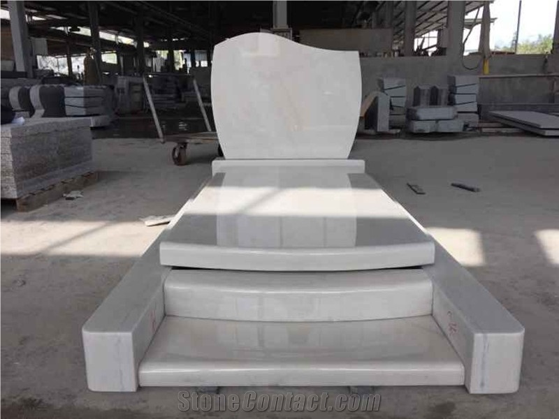 China Top Design Natural Polished Snow White Marble Tombstone & Monument