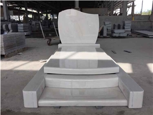 China Top Design Natural Polished Snow White Marble Tombstone & Monument