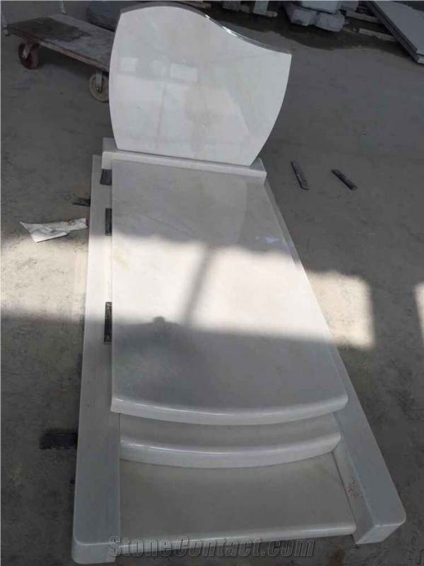 China Top Design Natural Polished Snow White Marble Tombstone & Monument