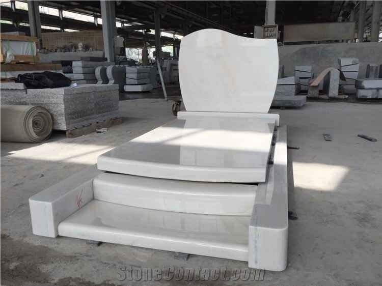 China Top Design Natural Polished Snow White Marble Tombstone & Monument